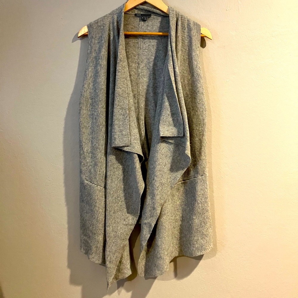 VINCE cardigan, sweater, long vest, open drape, front Wool/ Cachemire Size S